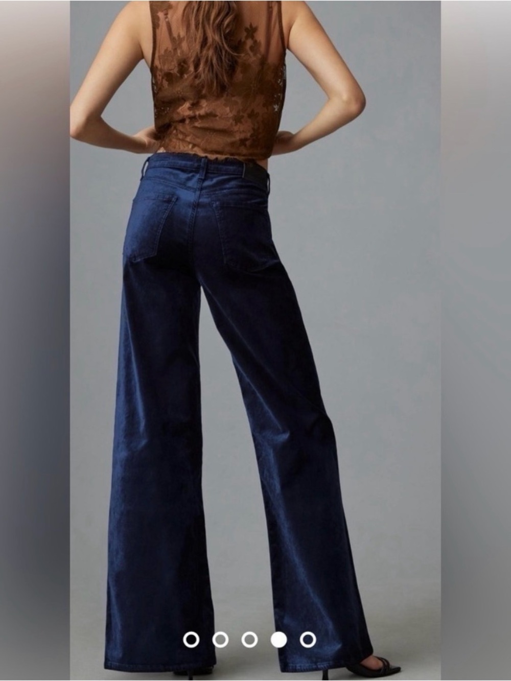 Citizens of Humanity Paloma Baggy Wide Leg Velvet Pants Women 27 Royal Navy NWT - Picture 2 of 11
